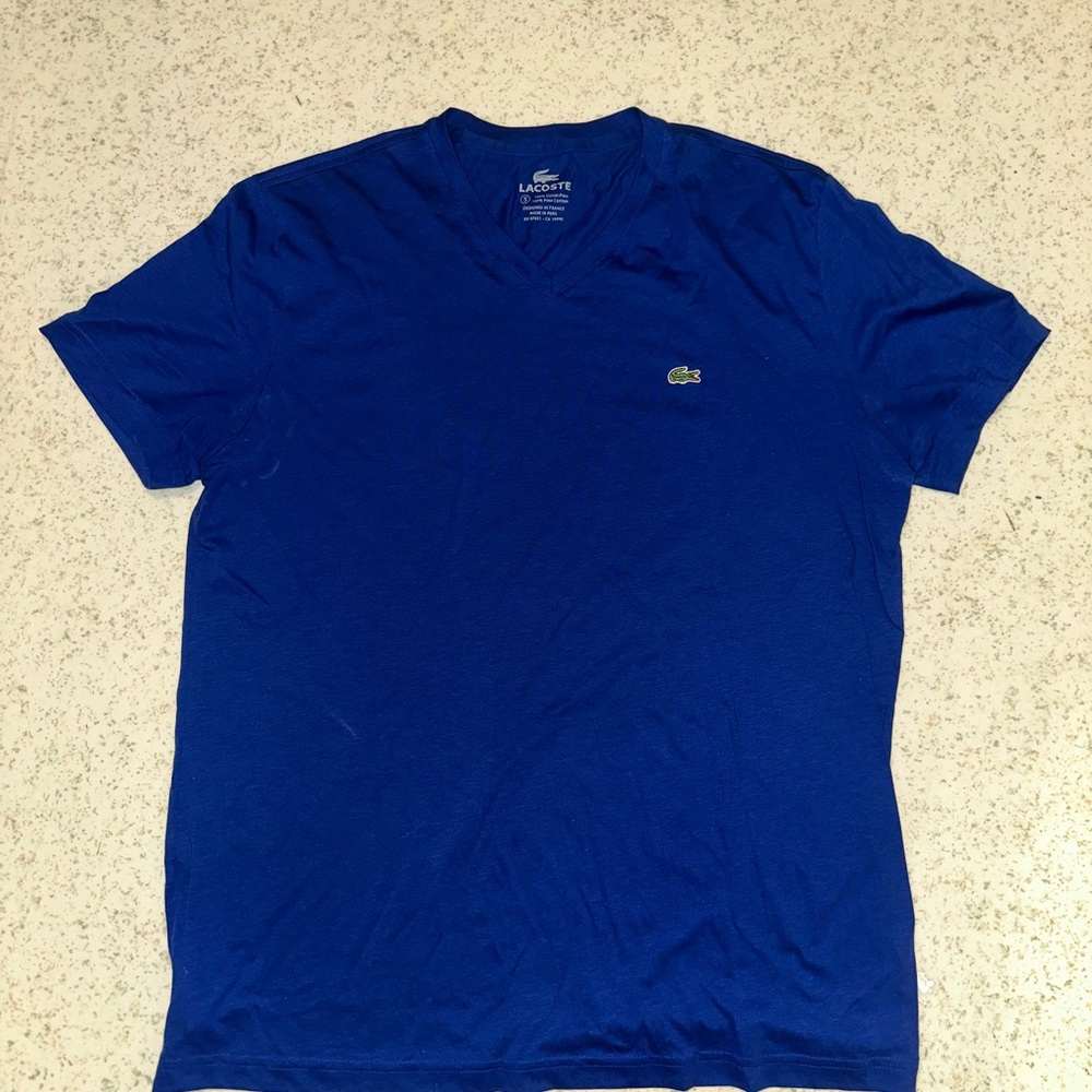 Lacoste Men's Royal Blue V-Neck Tee men’s size 5 Large